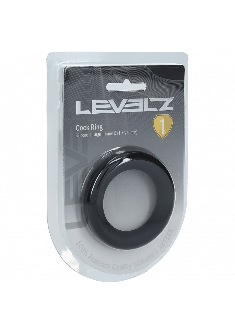 Levelz Liquid Silicone Cock Ring L Black