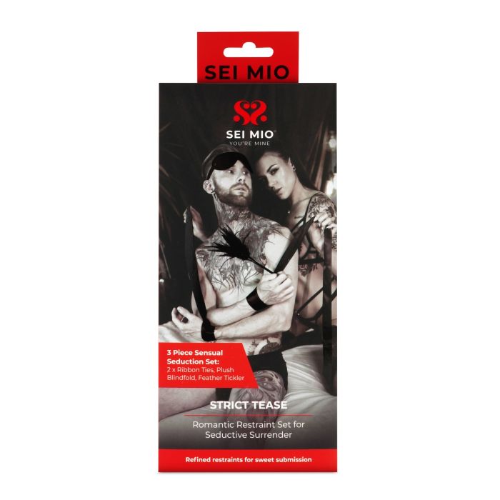 Sei Mio Strict Tease Ribbon Ties Blindfold And Ticklet Kit