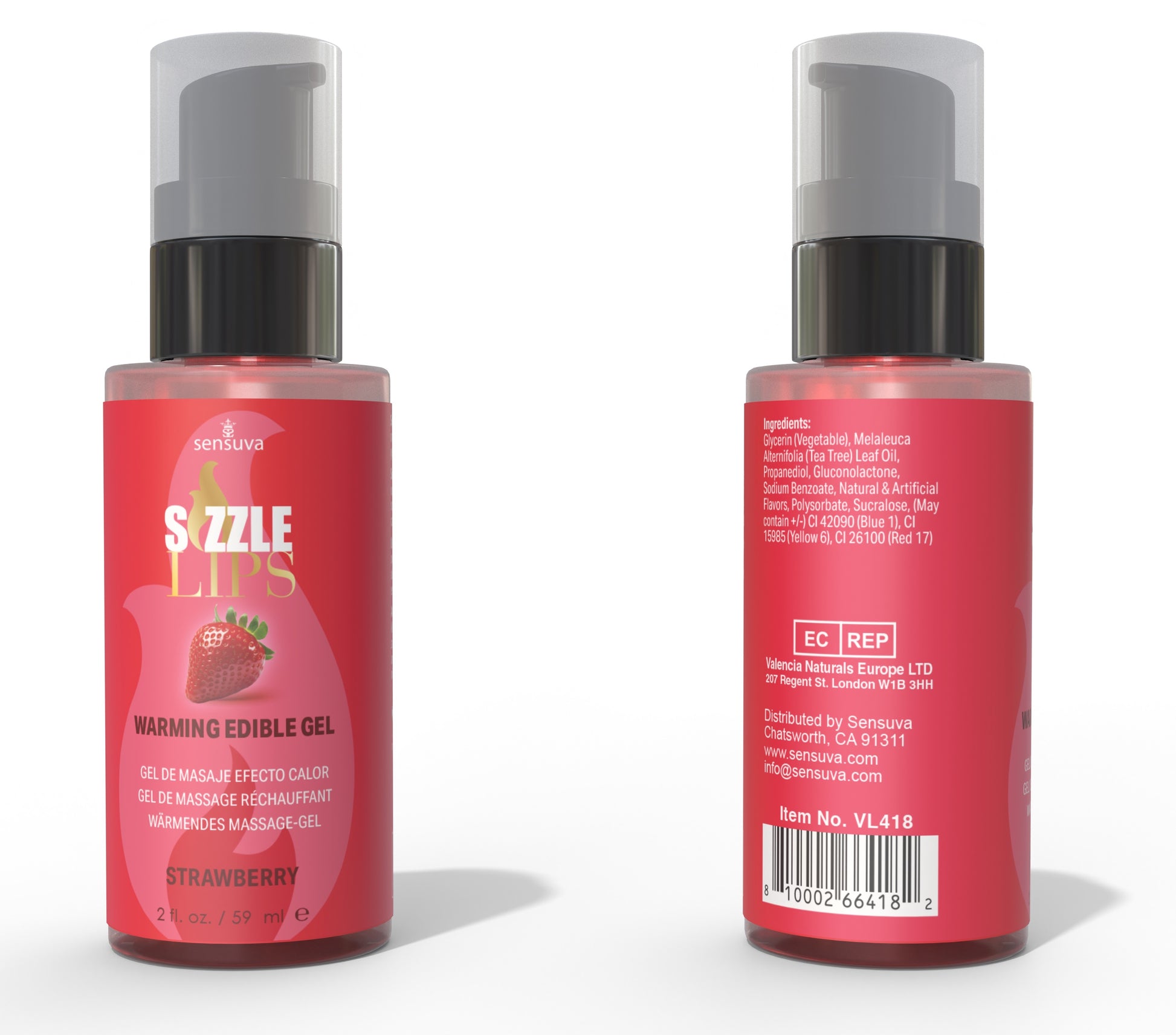 Sizzle Lips Warming Gel Strawberry 2 oz