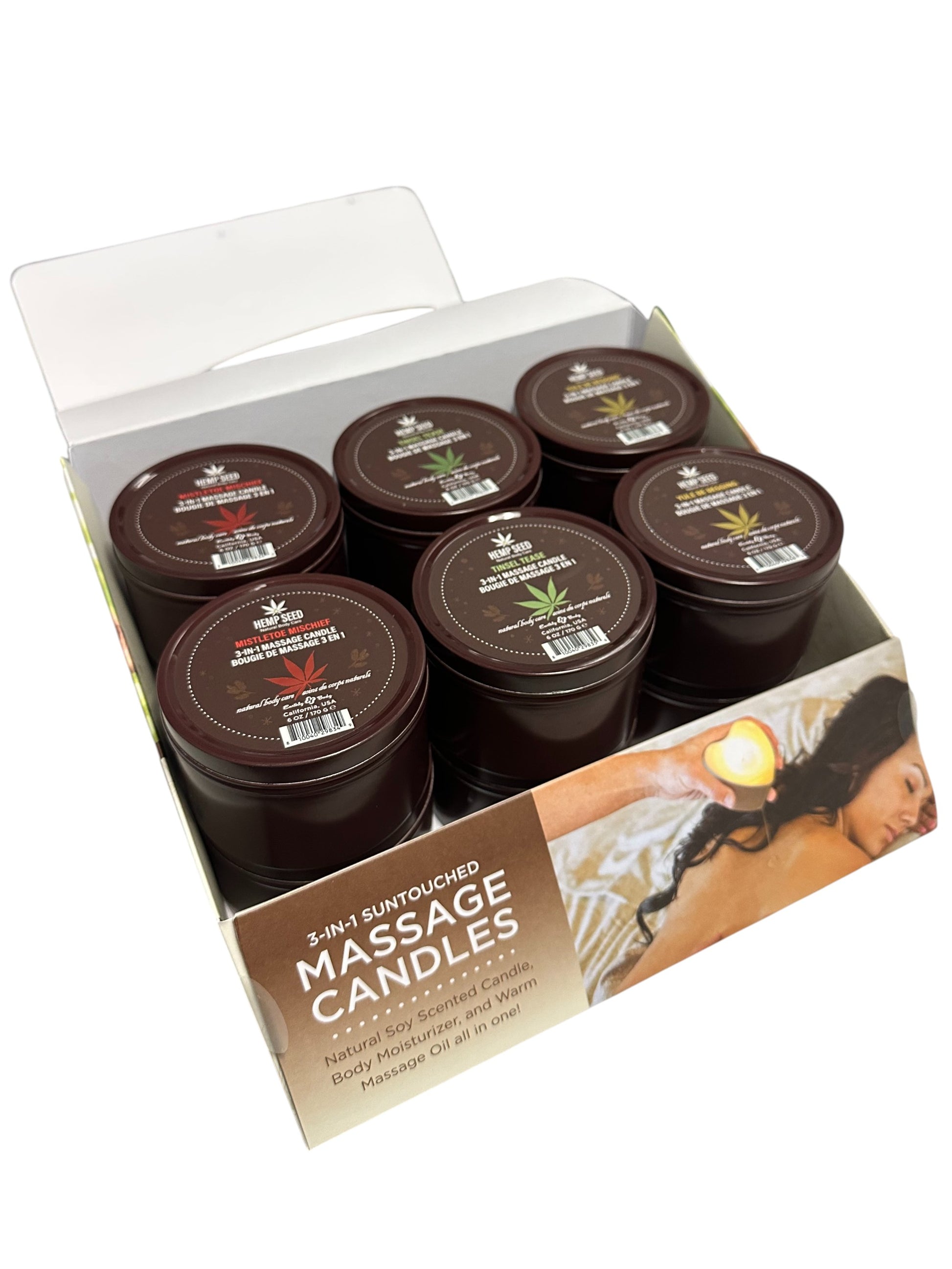Hemp Seed Holiday Candle Dsp 12PC 6OZ