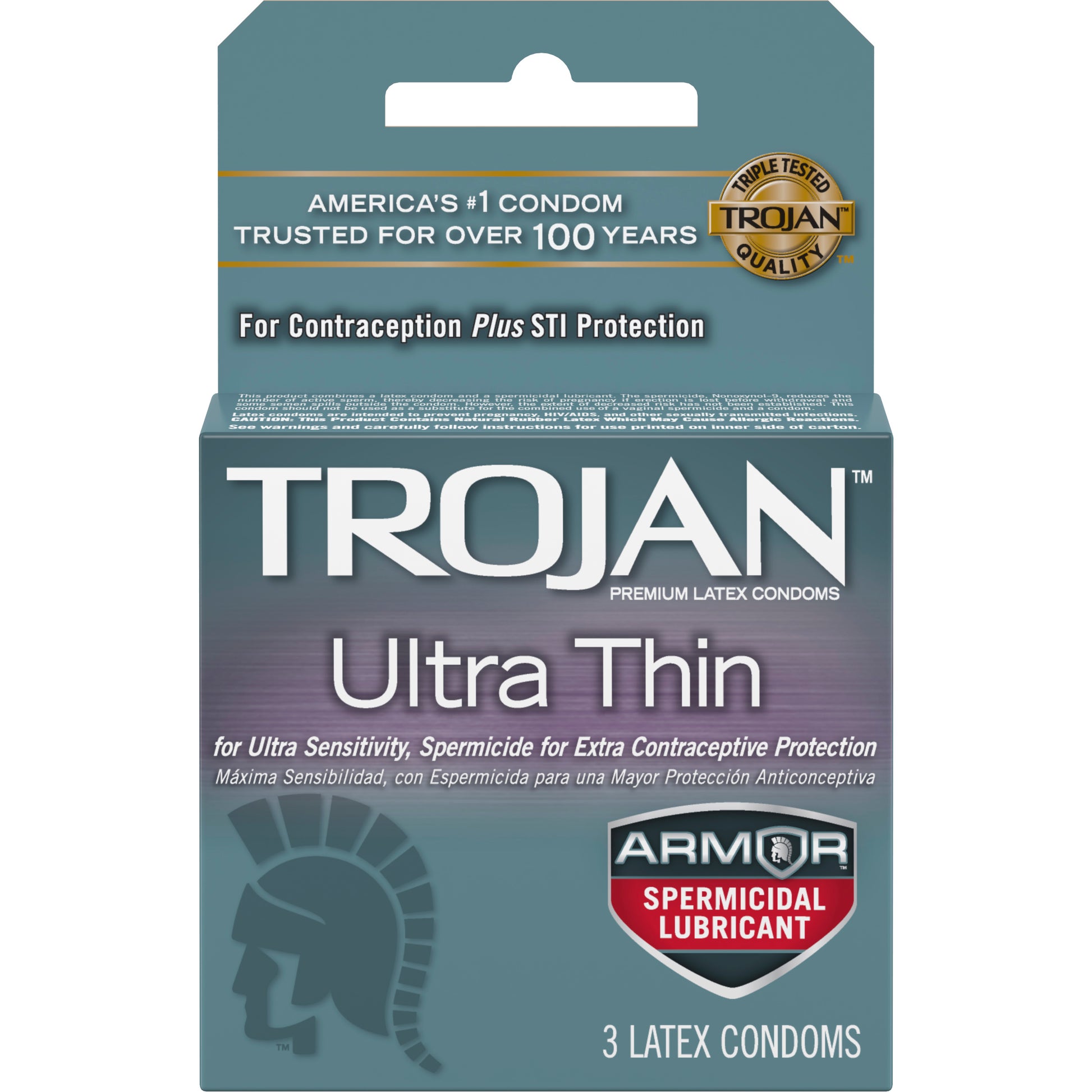 Trojan Ultra Thin Armor 3Pk Spermicidal