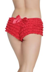 RUFFLE SHORTS W/BACK BOW RED O/S