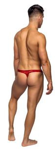 BONG THONG STRETCH LACE RED L/XL