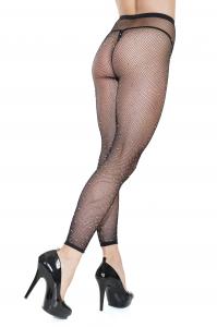 FOOTLESS PANTYHOSE W/ RHINESTONES BLACK O/S