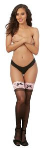 THIGH HIGH STOCKINGS BLACK/ PINK O/S