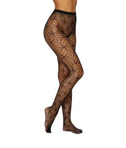 GEOMETRIC DESIGN PANTYHOSE BLACK O/S