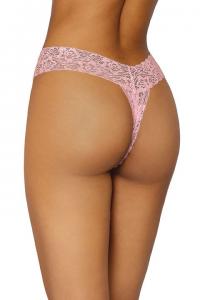STRETCH LACE OPEN CROTCH THONG CANDY PINK O/S
