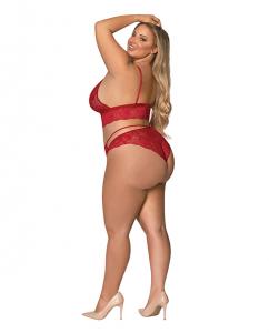 SUGAR & SPICE BRA & PANTY SET RED 2XL