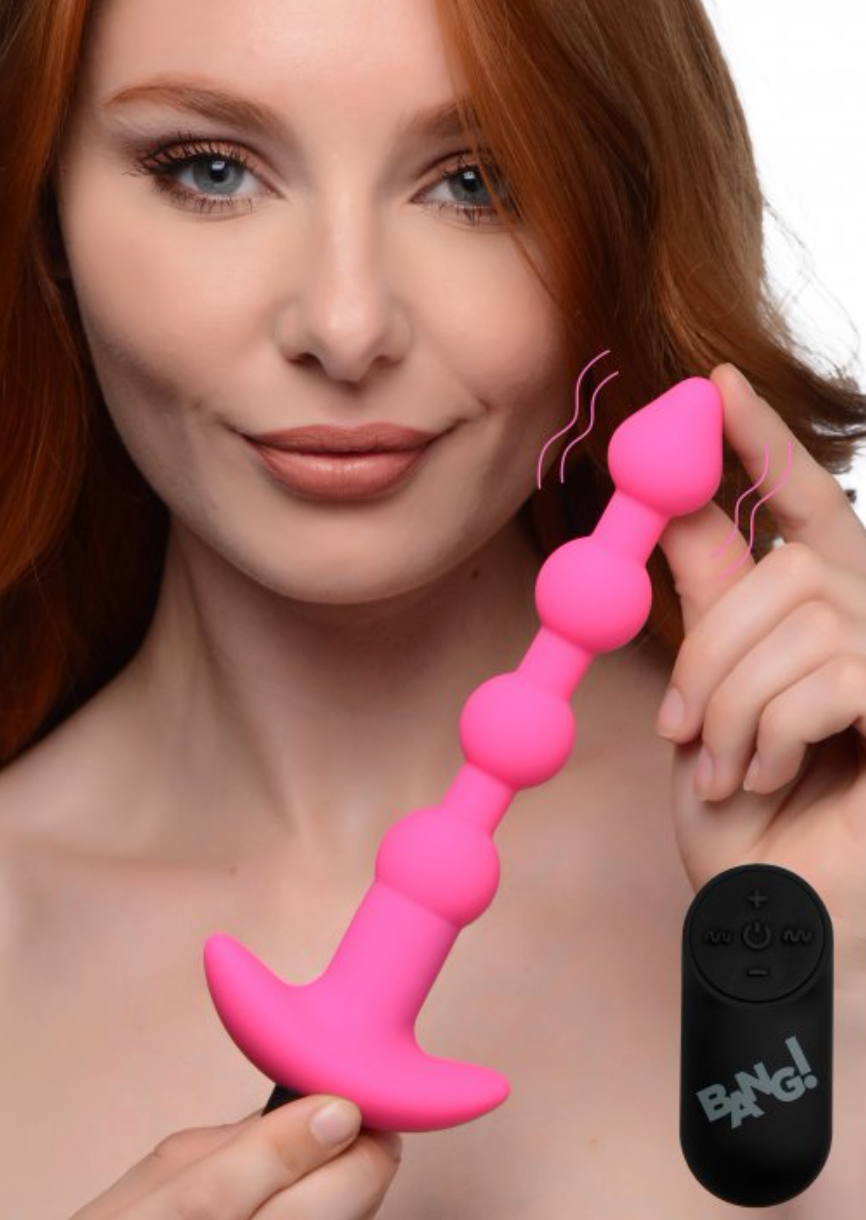 Remote Control Vibrating Silicone Anal Beads - Pink
