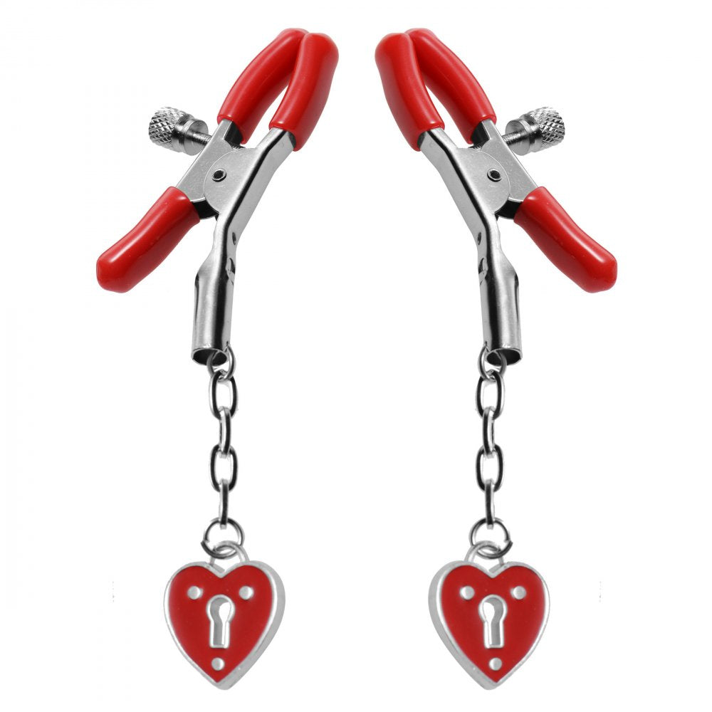 Captive Heart Padlock Nipple Clamps