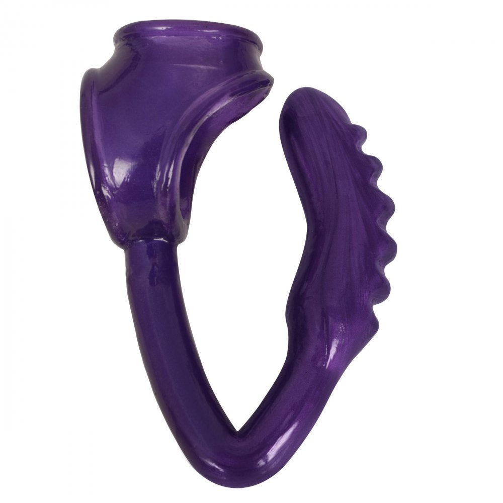 The Duke Cock and Ball Ring with Anal Plug -Purple