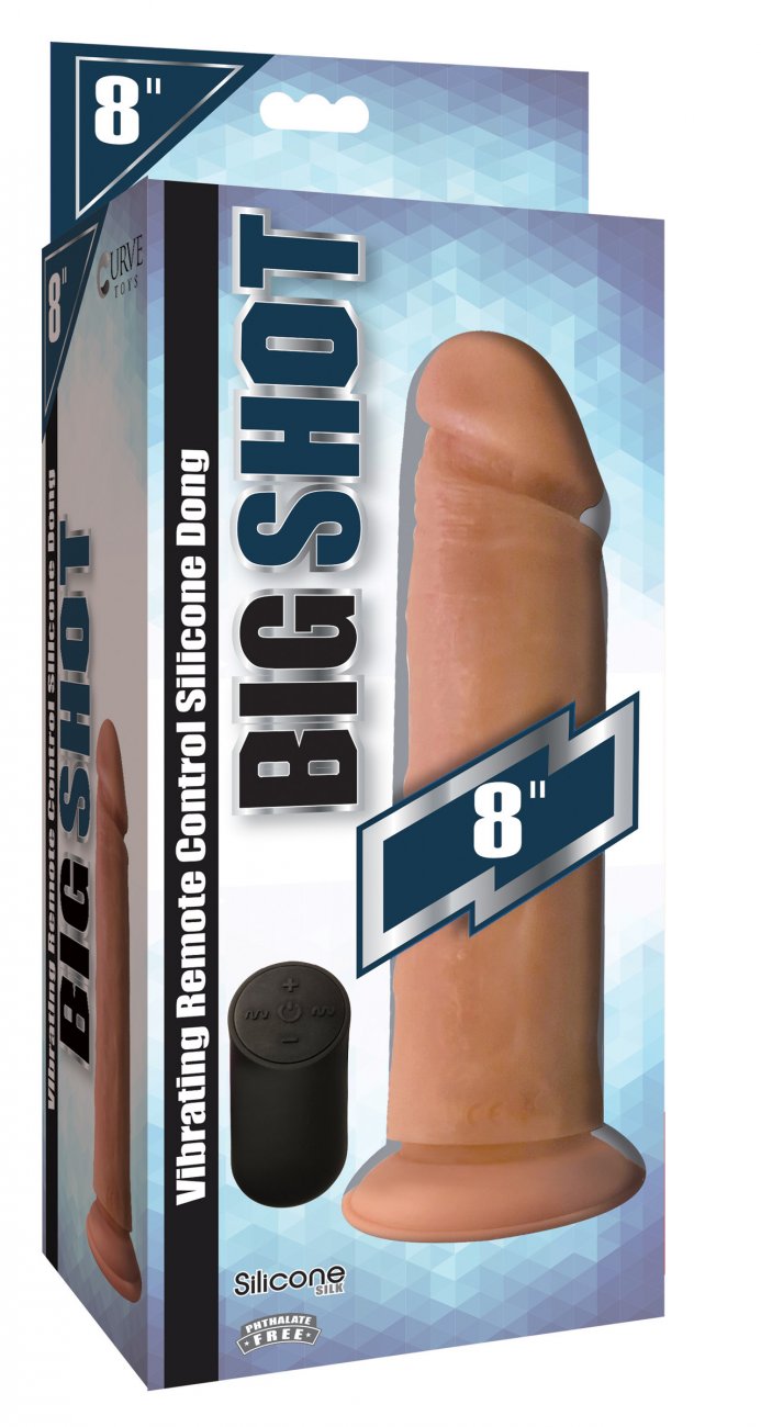 Big Shot Vibrating Remote Control Silicone Dildo - 8 Inch