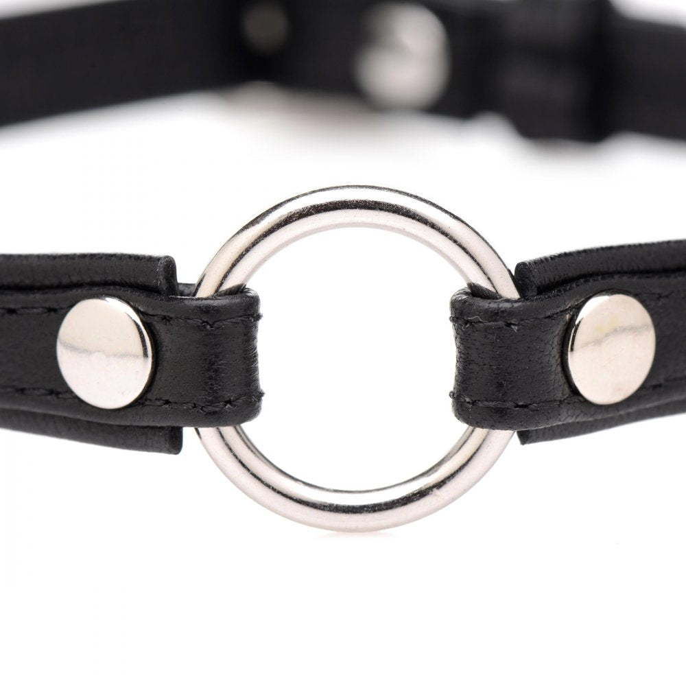 Sex Pet Leather Choker with Silver Ring