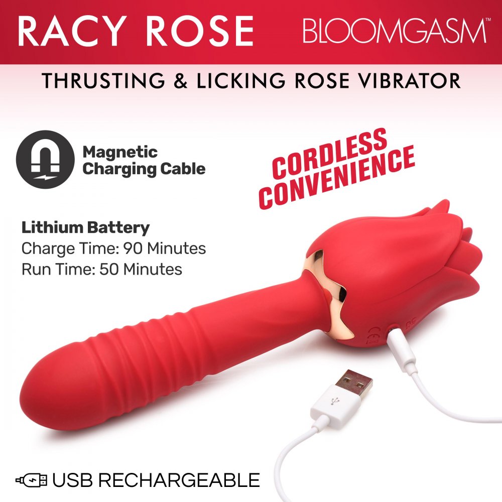 Racy Rose Thrusting and Licking Rose Vibrator Racy Rose Thrusting and Licking Rose Vibrator